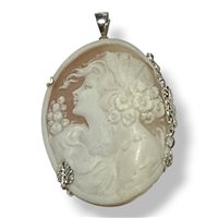 Pendant Mandile 1922 Woman Cammei  in Silver Conchiglia 2MCICM234